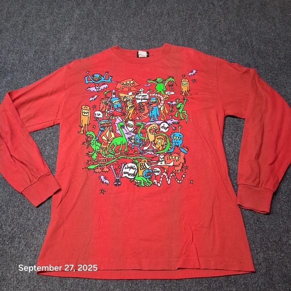 Volcom Other - Vintage‎ Volcom Cartoon Monsters Shirt Size Medium Red Long Sleeve Crew Neck